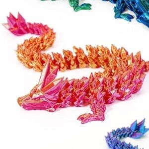 3D printed dragon- Vibrant Pink and Orange